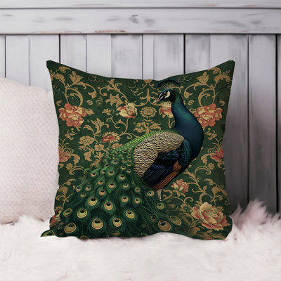 Animals William Morris Peacock Pattern III Cottage Throw Pillow Cover