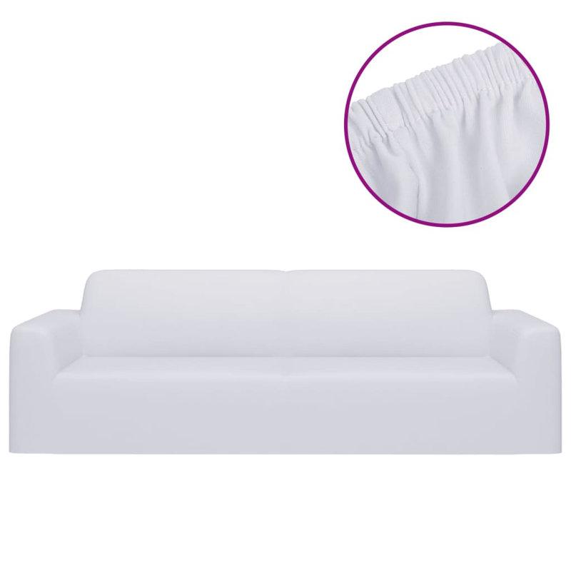 Polyester Box Cushion Sofa Slipcover, White
