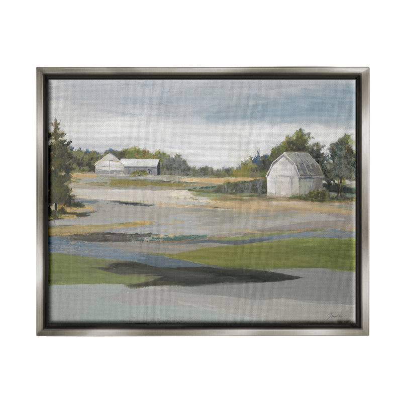 Champ de campagne champêtre de Liz Jardine - on, H 25 po x l 31 po x P 1,7 po, Cadre flottant gris lustré