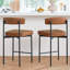 Ensemble de 2 tabourets de bar bruns de 25,2 po avec dossier incurvé et tabouret de bar à hauteur de comptoir pour îlot de cuisine-1587859589-1587859590
