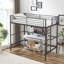 Metal Single Size Loft Bed, Metal Bed Frame with Removable Ladder and Safety Guardrail, Space Saving-1273729879