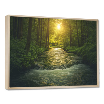 «Sunrise Winding Forest River I» - Décoration murale paysage vert