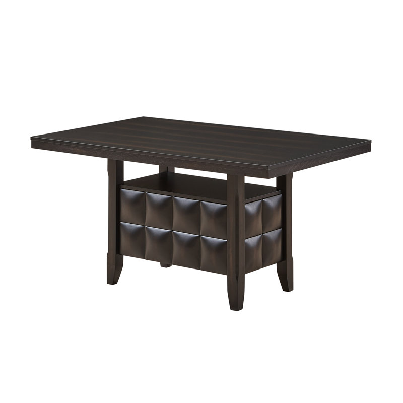 Fairfield Standard Height Wood Dining Table, 59 Inches Long, with Paneled Storage Base and Shelf