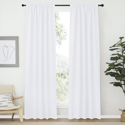 White Window Curtain Panels for Bedroom, 50% Light Blocking Window Panels for Dining Room, Thermal Insulated Privacy Decor, Noise Reducing Living Room Home Decor, 2 Panels