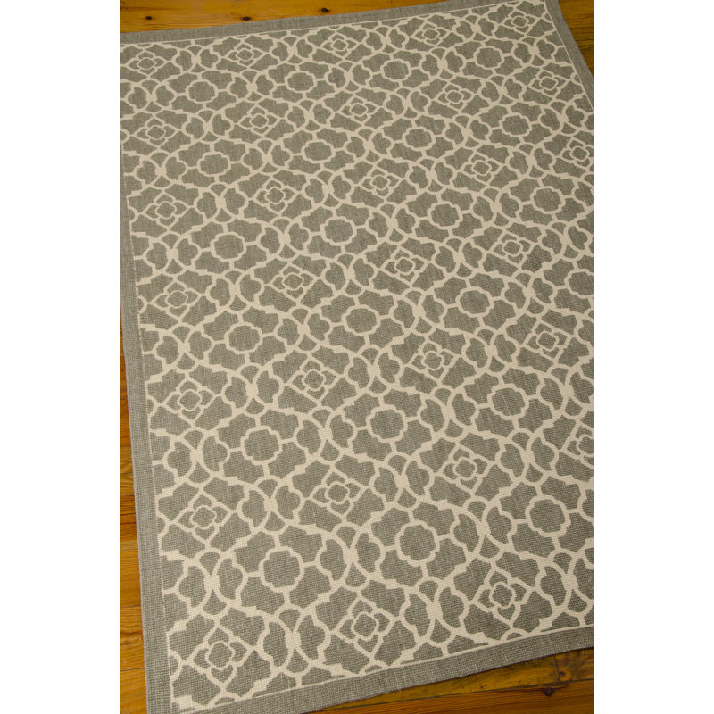 Tapis sauge foncé Noosa «Lovely Lattice», Rectangle 5 pi x 7 pi