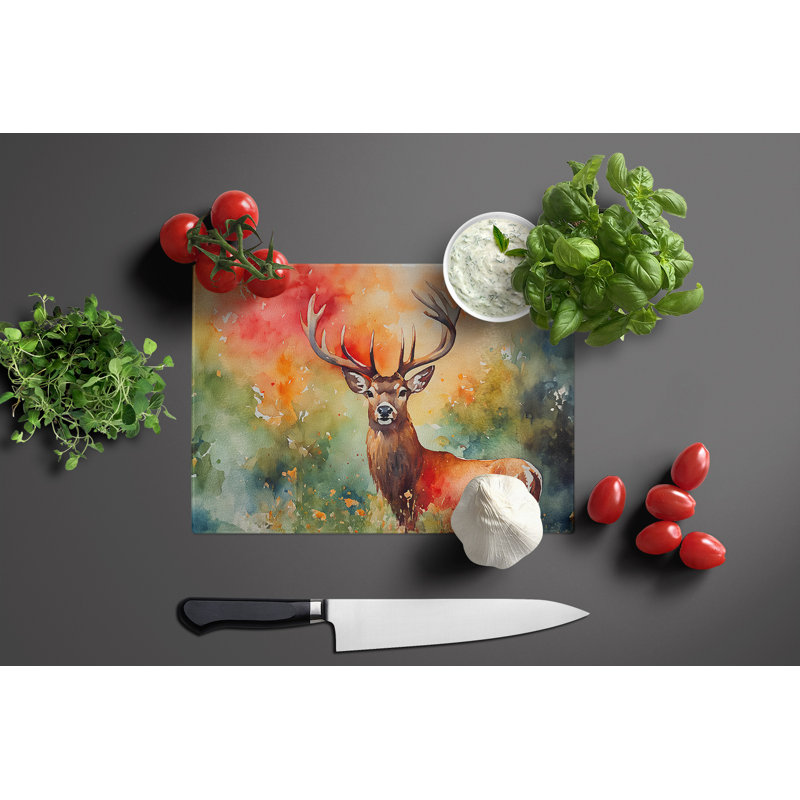 Deer Stag Glass Cutting Board Large