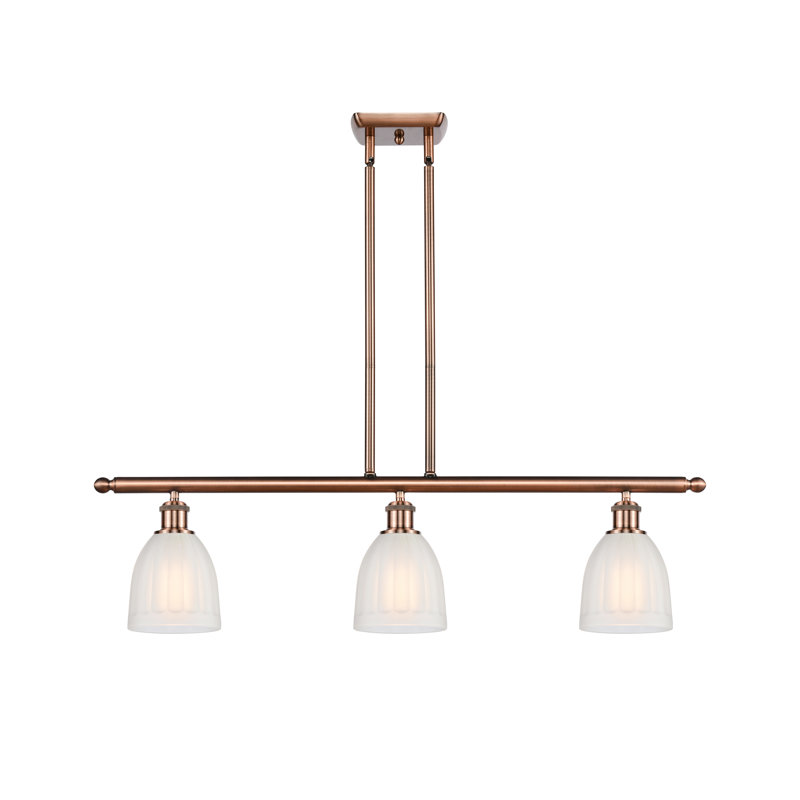 Dunder 3 - Light Kitchen Island Pendant, Antique Copper, 6 Watt Vinage LED Bulb