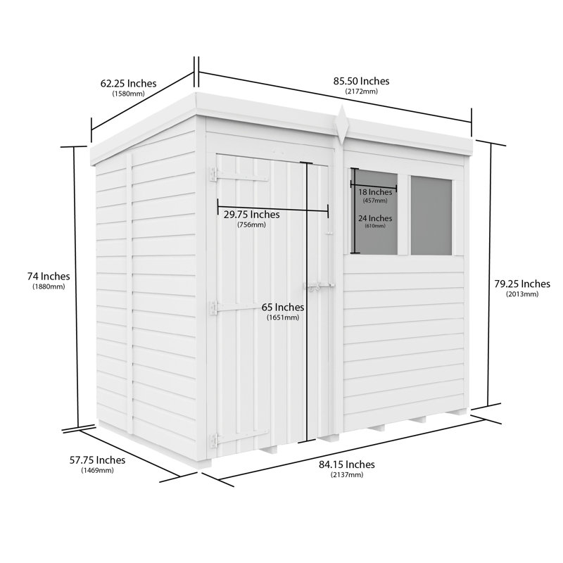 Total Sheds 7ft x 5ft Security Pent Shed - Heavy-Duty Hasp Staple Anti-Tamper - Pressure Treated Timber - UK Manufactured