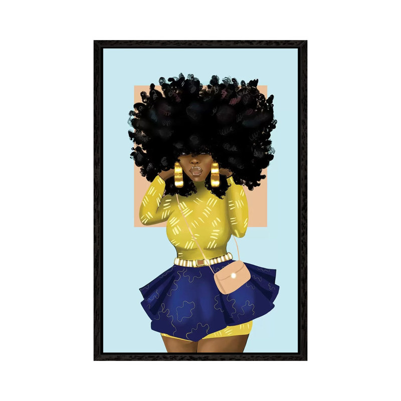 Afro Bomb - Print on Canvas, 66.04 cm H x 45.72 cm W, Black Framed