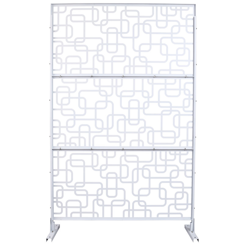 Paravent en métal blanc H 76 po - polyvalent pour la vie en plein air, H 77,41 po x l 16,27 po x P 49,21 po, Blanc