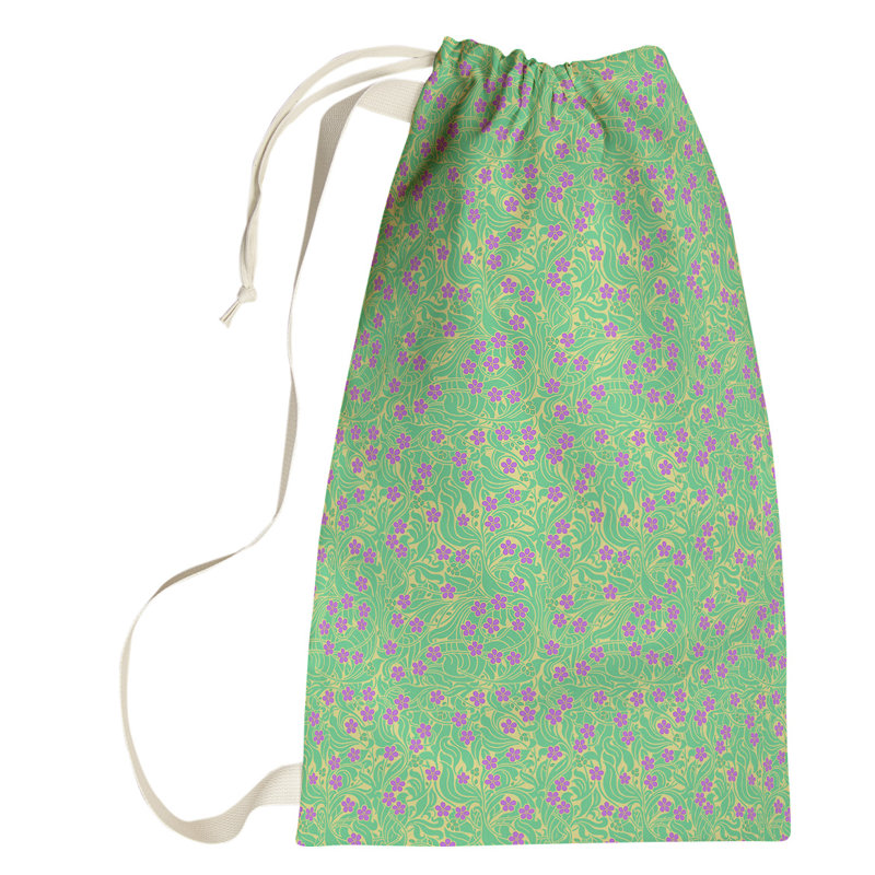 Leffel Fabric Laundry Bag with Handles, Large (76.5" H x 29.5" W x 1.5" D), Yellow/Green/Purple