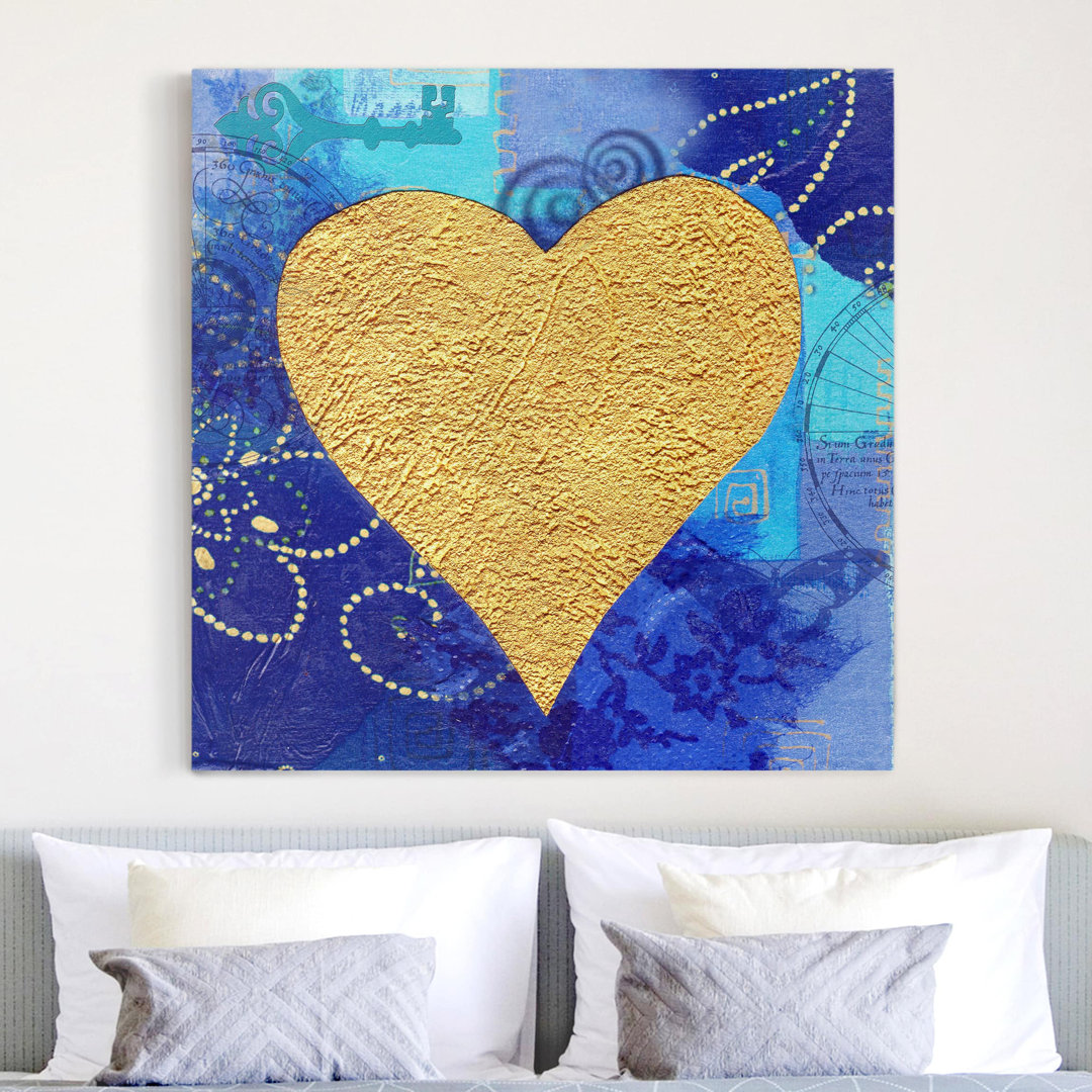 Leinwandbild - Grafikdruck „Heart of Gold”