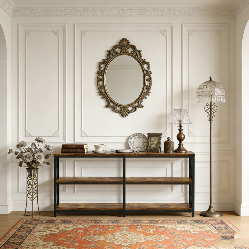 3-Tier Console Table Industrial Sofa Foyer Table for Living Room