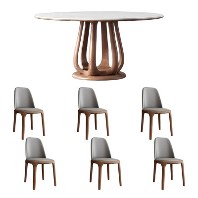 Nordic round rock plate dining table and chair set