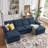 109.84" U Shaped Double Layer Soft Sofa with Toss Pillows-263194437