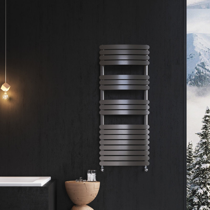 Brussel Straight Towel Rail Heated Towel Rails, 1200mm H x 500mm W, Grey Metallic