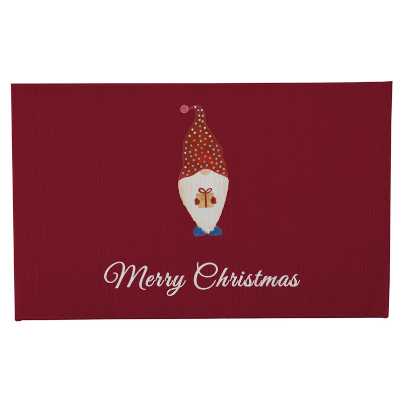 Paillasson Merry Christmas, Rouge canneberge, L 21 po x L 34 po