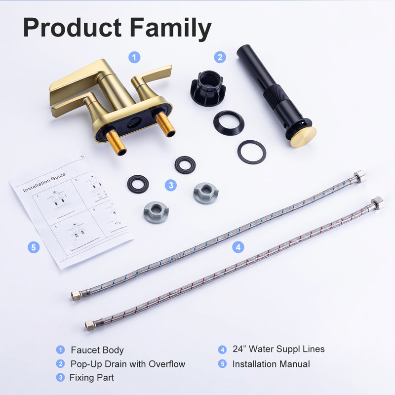 Bathroom Faucet with Drain Assembly, Brushed Gold