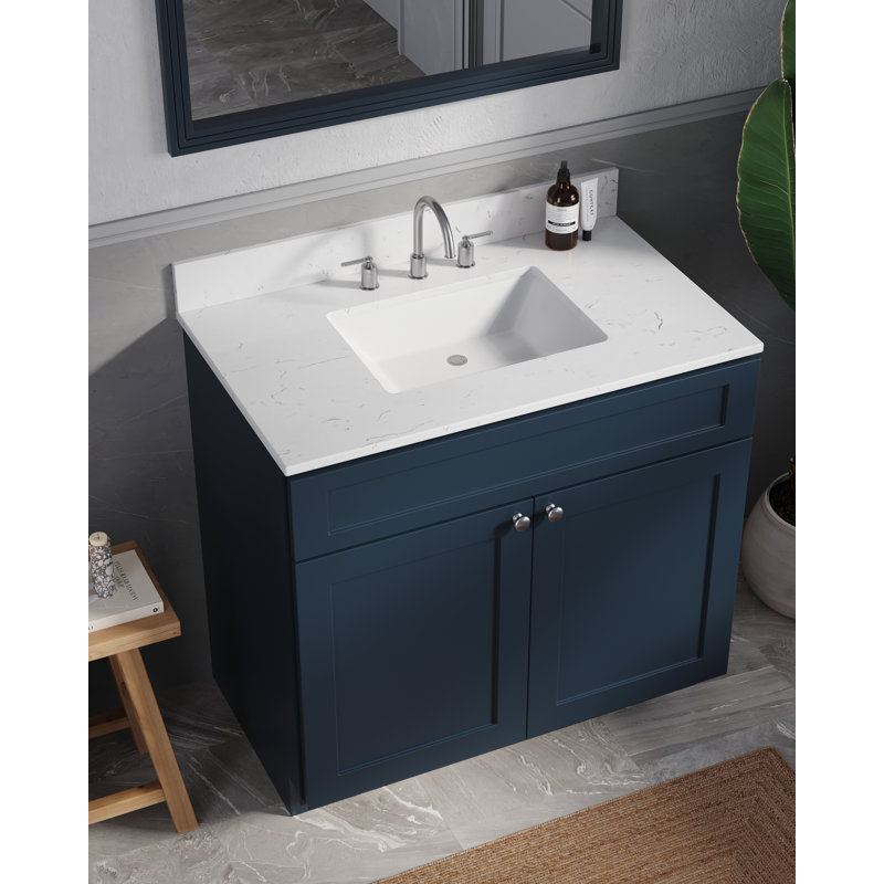 Ensemble de meuble-lavabo simple 36 po Chrisna, Bleu