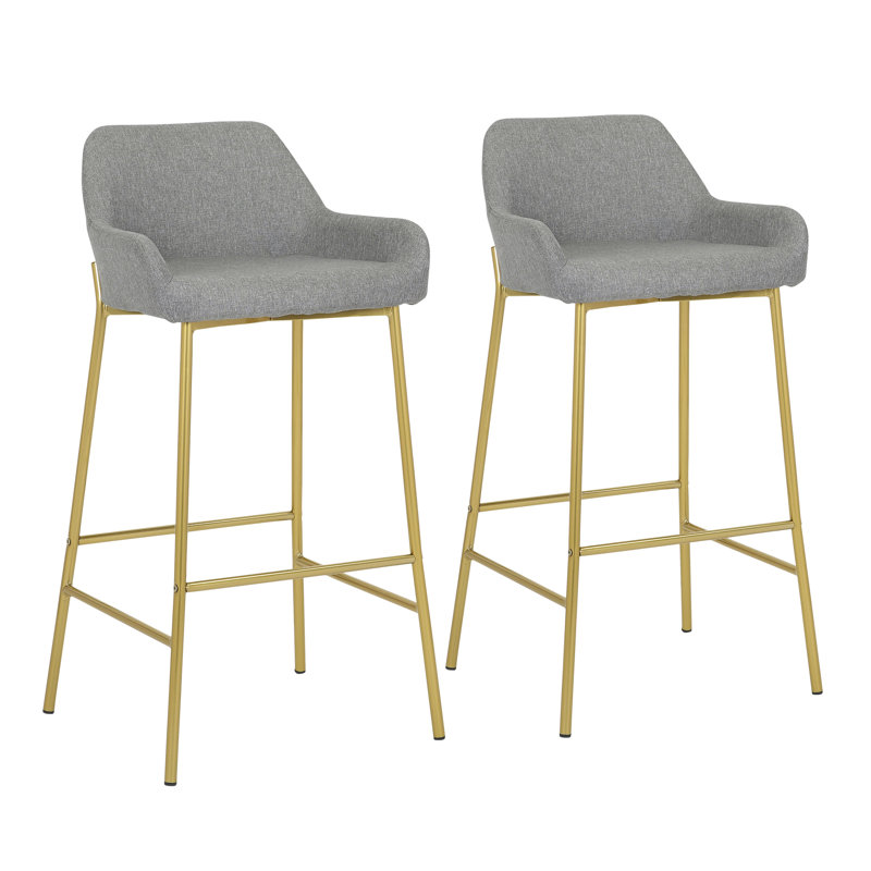 Cassiopeia Fixed-Height Bar & Counter Stool with Metal Legs, Bar Stool (30" Seat Height), Black, Charcoal Polyester Blend