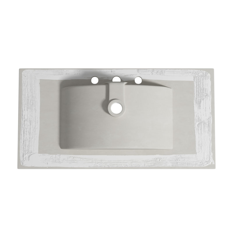 Tucson 36" W x 18" D Vitreous China Rectangular Single Vanity Top Sink in White (Sink Only), Widespread Faucet