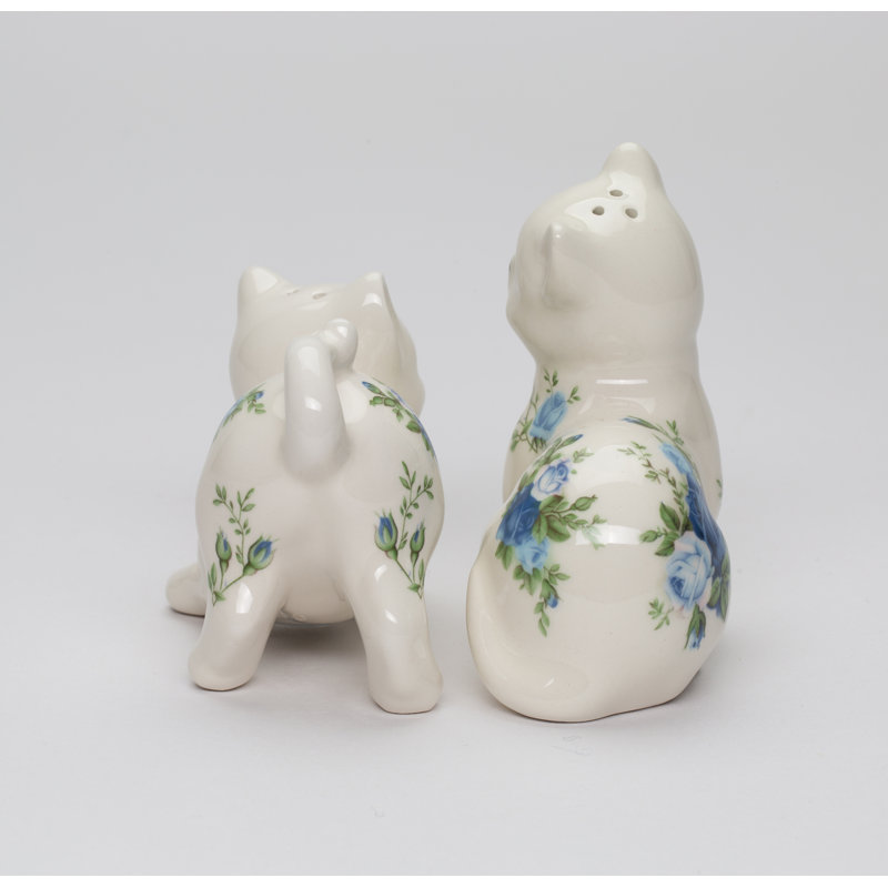 Cats With Blue Roses Salt And Pepper