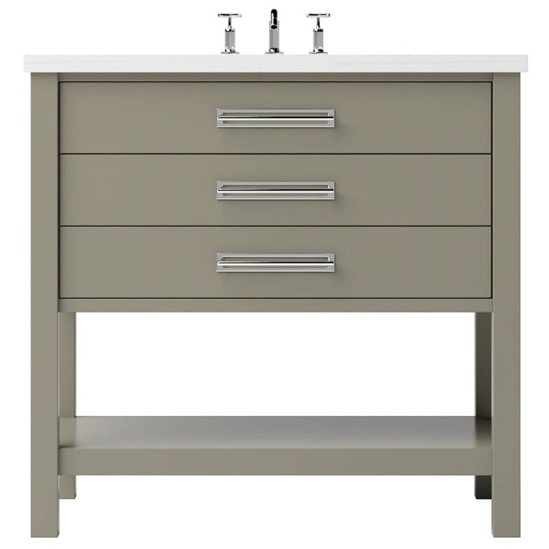 Kiawah Three-Drawer Single Bath Vanity, 30", Polished Chrome, French Olive