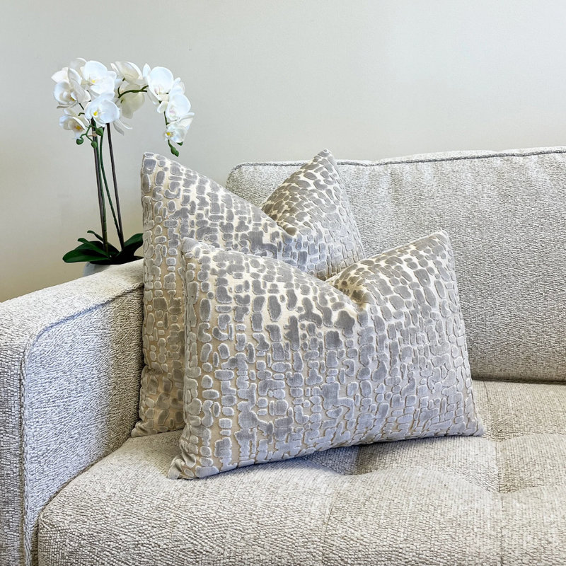 Housse de coussin Velvet Speckles, H 22 po x l 22 po, Pois argent