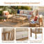 Ensemble de patio extérieur 4 pièces en bois d'acacia au fini teck, sièges élastiques respirants, ensemble de conversation moderne avec canapé 3 places, 2 chaises et table basse, coussins de jardin résistants à l'eau