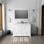 48 po L x P 22 po, meuble-lavabo double blanc avec tiroirs et armoires à fermeture en douceur pour une utilisation silencieuse, deux espaces de rangement intérieurs, six tiroirs, une tablette ouverte, entièrement en bois massif E0 contreplaqué