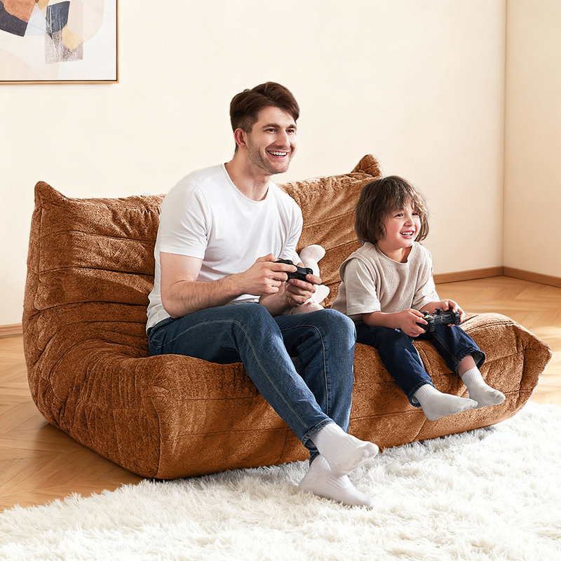 Bean Bag Chair, Giant Bean Bag Chairs For Adults, Loveseat Fireside Chair, 2 Seater Lazy Bean Bag Sofa Memory Foam Couch For Living Room, Bedroom, Office