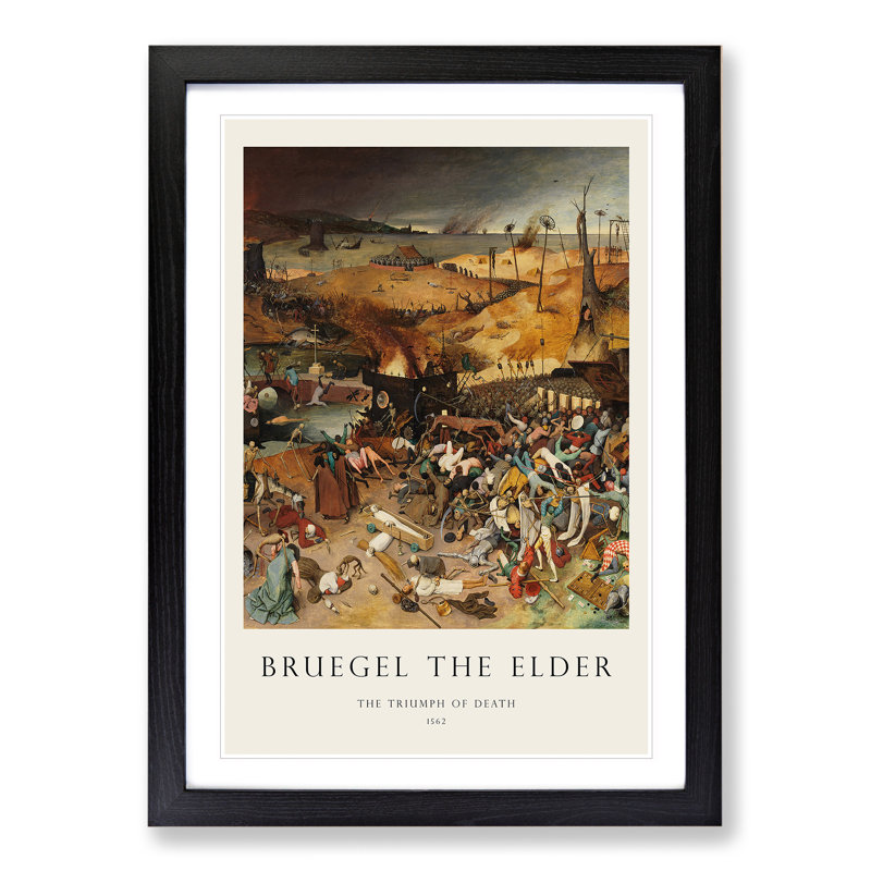 The Triumph of Death by Pieter Bruegel the Elder - Picture Frame Painting, 36cm H x 27cm W x 2cm D, Black Framed