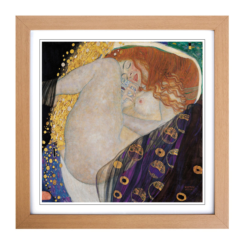 Danae by Gustav Klimt - Framed Print, Oak
