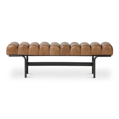 Banc rembourré en cuir véritable Penina