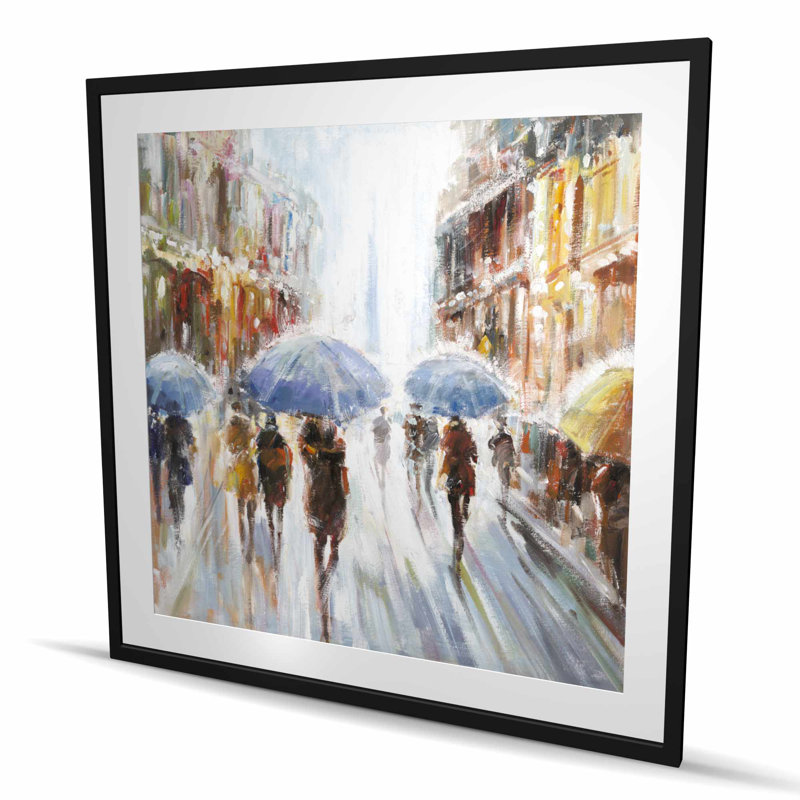 Pluie abstraite dans la ville - décor de rue, H 48 po x l 48 po, Noir