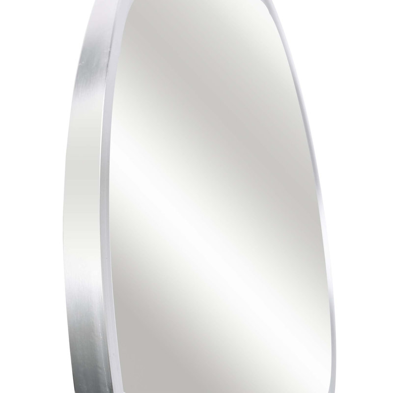 Miroir de salle de bain en métal, 39 po x 39 po, Argent, Rond