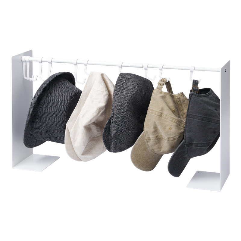 White Adjustable Steel Hat Hanging Organizer with Hooks