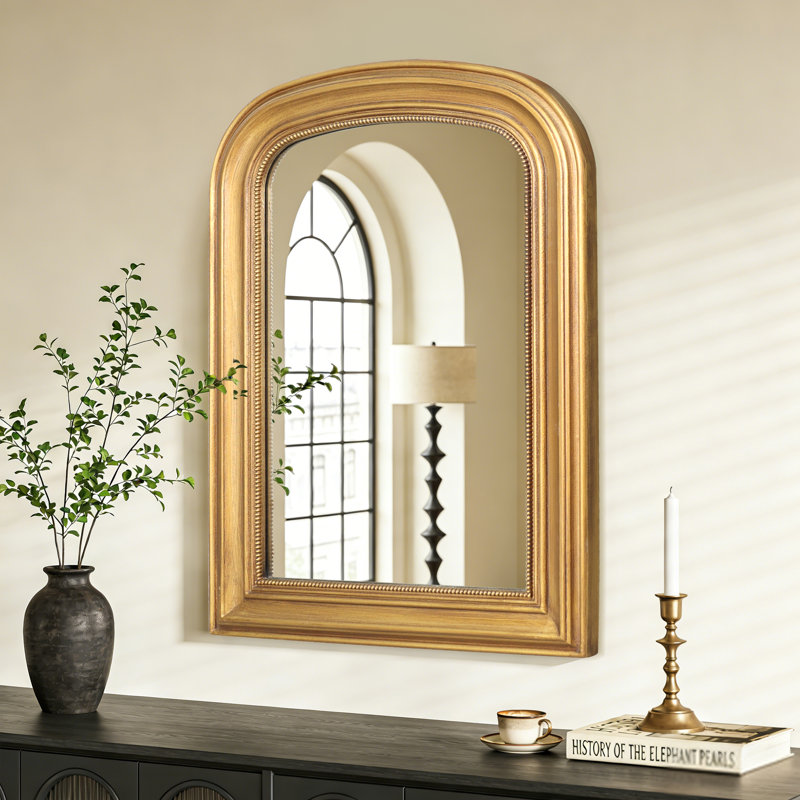 Baroque Vintage Wood Frame High-Definition Decorative Mirror, Wall-Mounted Mirror, Bathroom Mirror