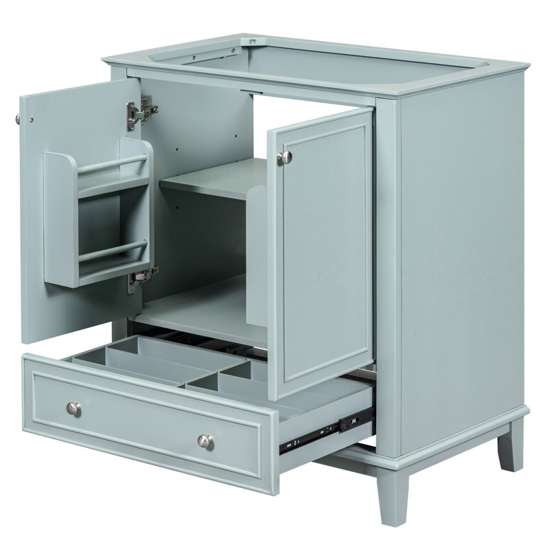 30" Solid Wood & Vanity, , Practical Door Design Bathroom Cabinet Base - Modern, , Doors And Drawer, Adjustable Shelf, Assembly Required