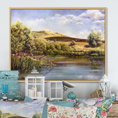 «Autumn Landscape By The Late», reproduction sur toile flottante