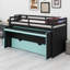 Lit mezzanine avec bureau coulissant, lit gigogne, tiroirs de rangement et marches Gaming & Workstation-1949247309