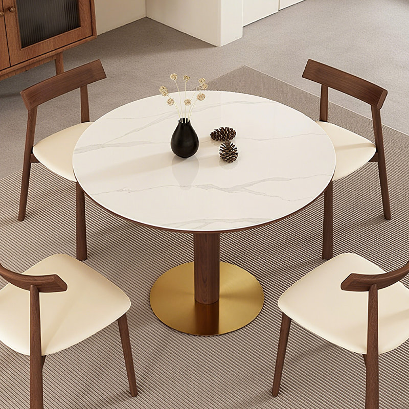 Table de salle à manger blanche et noyer