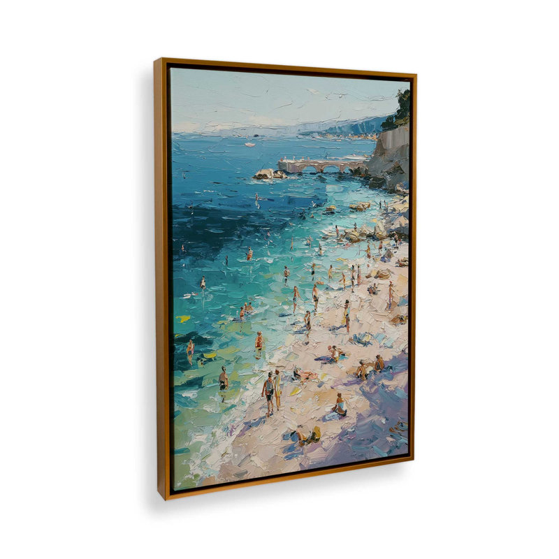 Impression sur toile Azzuro Cove, Cadre flottant doré poli, 32 po x 48 po