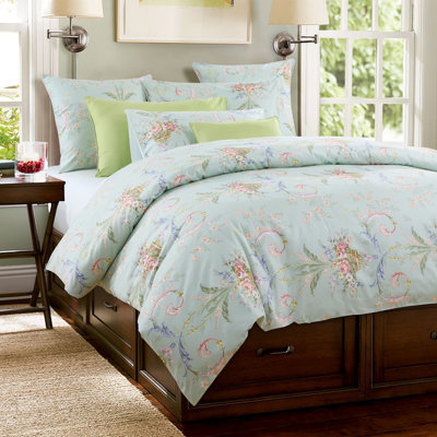3pcs 600 TC Duvet Cover Set (Without Core), Blue Watercolor Floral, Soft Breathable & Skin-Friendly Bedding Set, Include 1 Duvet Cover And 2 Pillow Case, Suitable For Home, All-Seasons