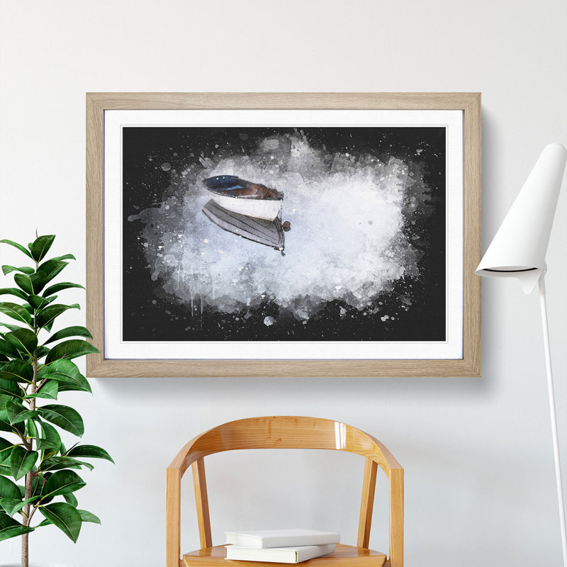 Reflection Of A Boat - Picture Frame Graphic Art, 33cm H x 45cm W x 2cm D, Oak Framed