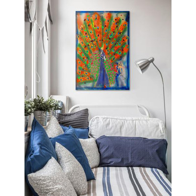 Peacock 1 Piece Wrapped Canvas Painting