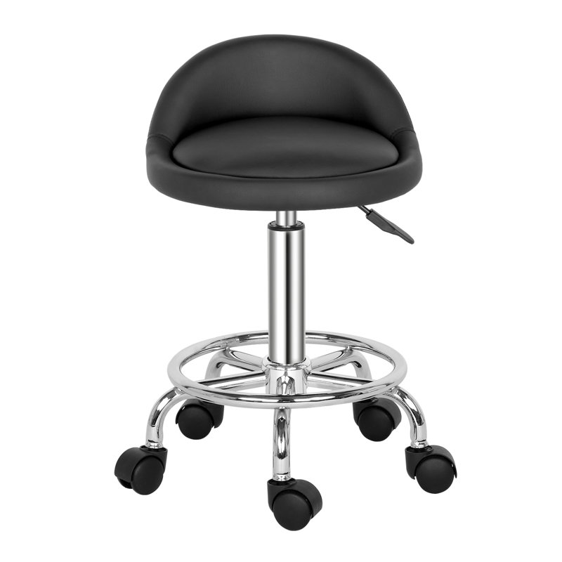 Clairann Backed Adjustable Height Ergonomic Lab Stool with Footrest and Removable Casters/Wheels