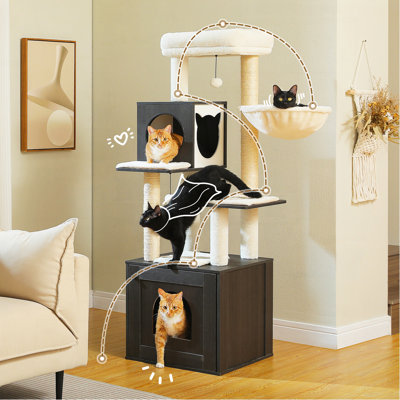 Tour à chat en bois beige Deluxe Condos