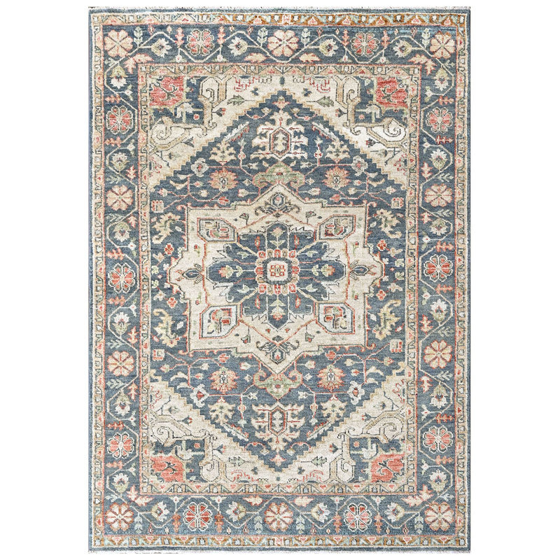 Tapis Oushak Harija en laine noué à la main 8 pi 3 po x 12 po