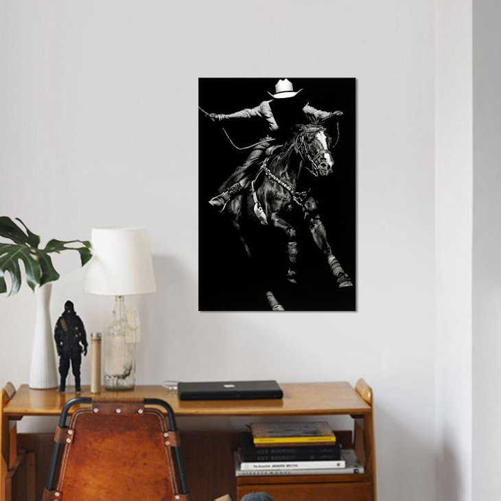 « scratching rodeo iii », impression sur toile, H 40 po x l 26 po x P 1,5 po, Toile tendue, Pas de tapis